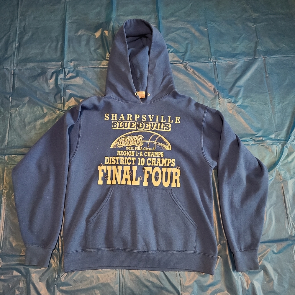 Blue high school sweatshirt